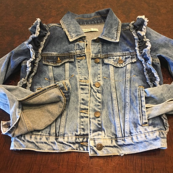 ruffled denim jacket zara